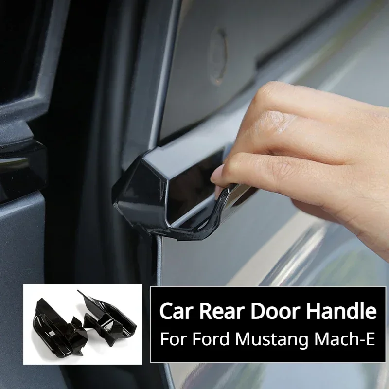 Black Rear Door Handle Protective Cover Sticker Convenient Decorative Original Modification Accessories for Ford Mustang Mach-E