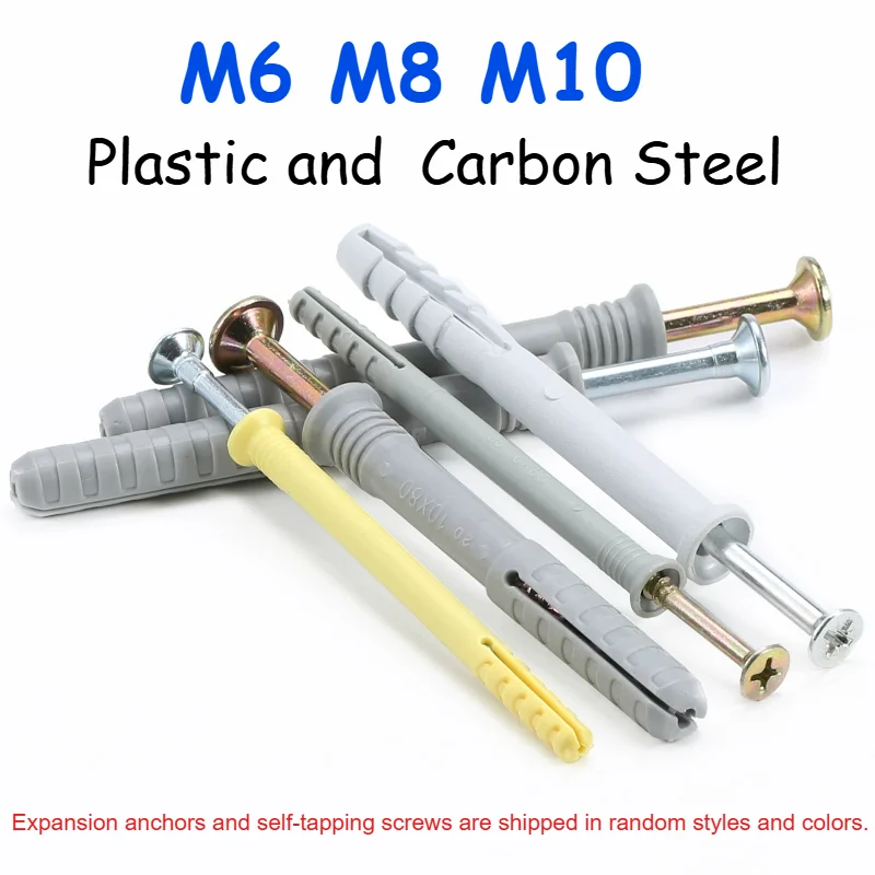 Expansion Tube M6 M8 M10 Plastic Self Drilling Drywall And Wall Anchor With Cross Screws Kit Wall Fastener Pipe Column