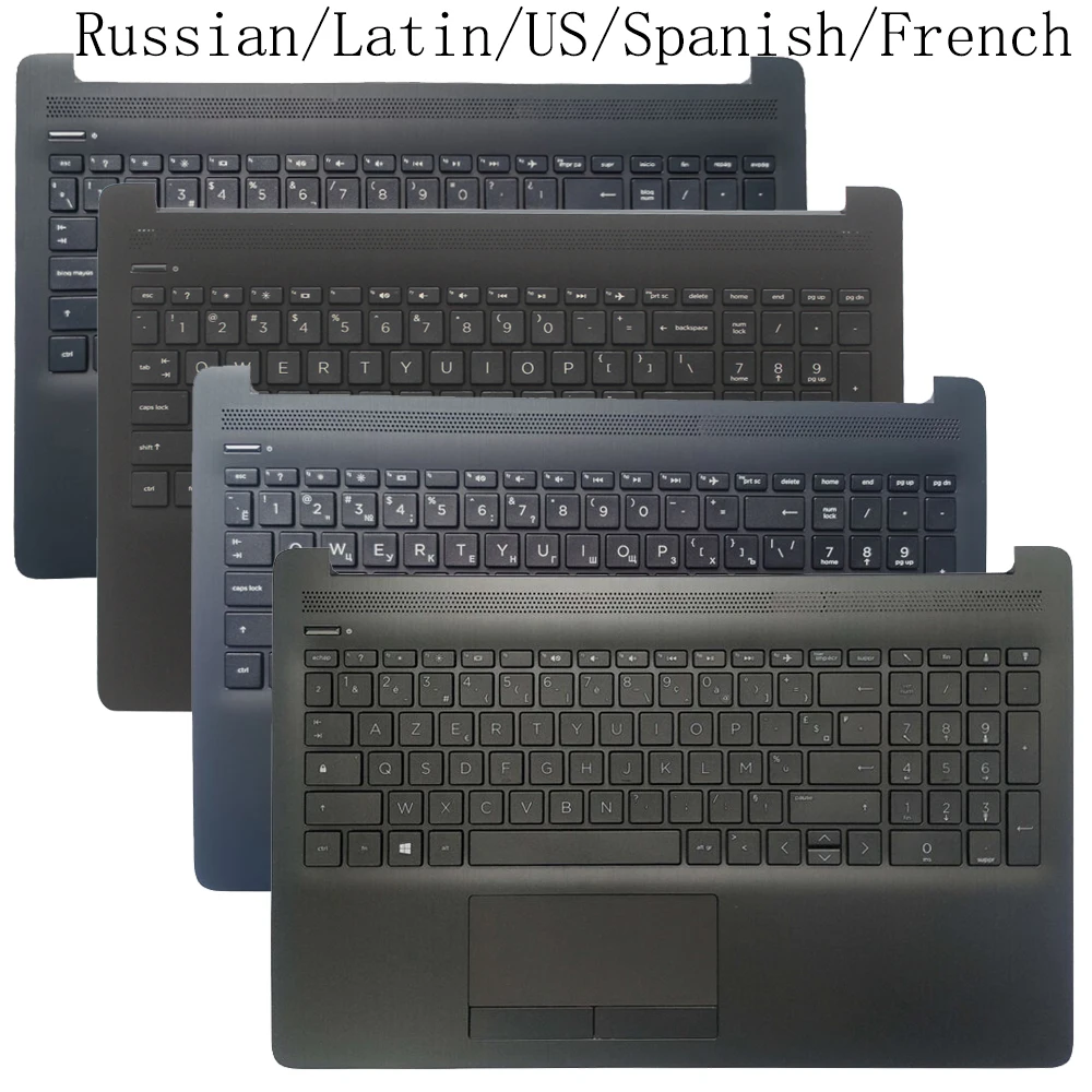 

US/Spanish/Russian/Latin Keyboard For HP 15-DA 15-DB 15T-DA 15T-DB 250 255 G7 TPN-C135 136 With Palmrest Upper Cover Touchpad