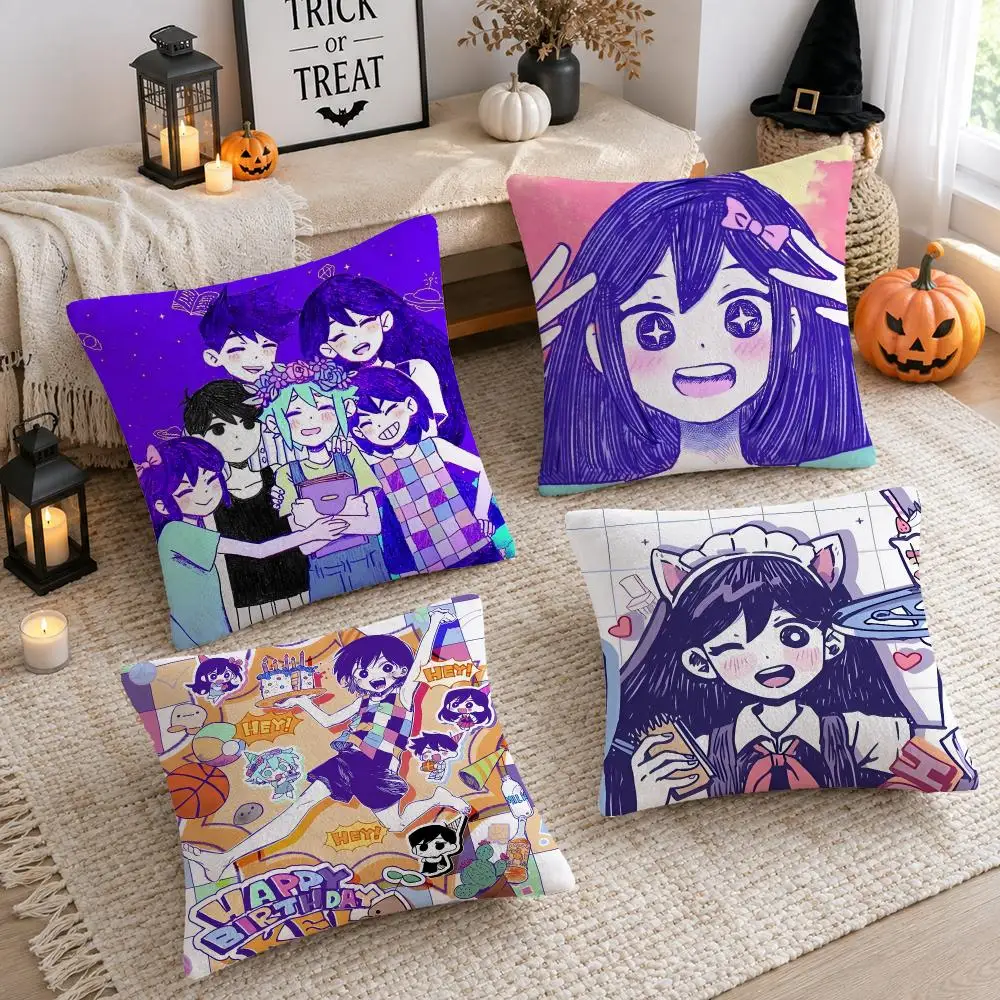 Game O-Omori Aubrey Basil Cushion Cover Soft Plush Cushion Case Throw Pillowcase Cozy Home Sofa Bed Living Room Decor
