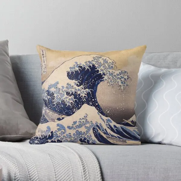 

The Great Wave Off Kanagawa By Katsushik Printing Throw Pillow Cover Square Waist Home Wedding Bed Pillows not include One Side