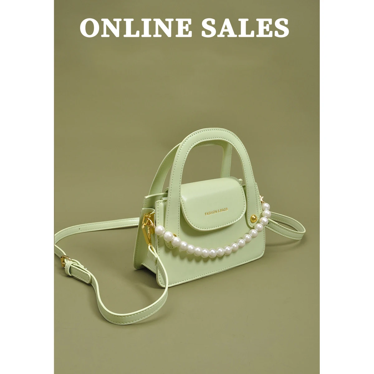 

Women Pearls Chain Crossbody Bags Solid PU Leather Light Luxury Female Handbags Casual Fashion Texturaed Single Shoulder Bag