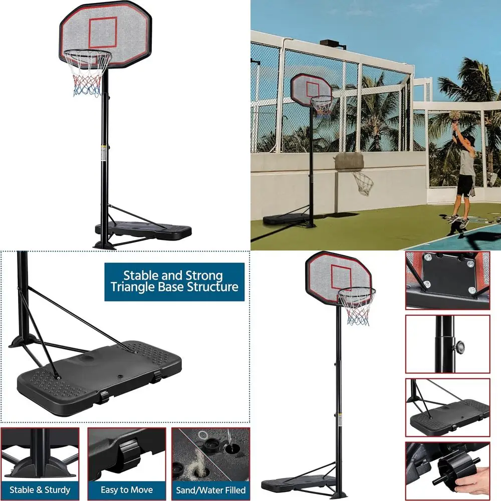 

Портативное баскетбольное кольцо с регулируемой высотой для молодежи и взрослых — от 7 до 10 футов, подходит для использования в помещении и на открытом воздухе с колесиками