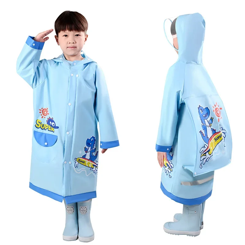 Cartoon Outdoor Hiking Raincoat Children with Schoolbag Poncho Children's Raincoat Thickened EVA Primary School Boys and Girls