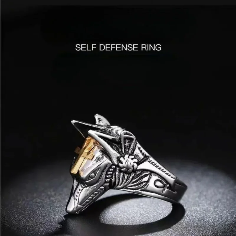 New Fashionable And Exquisite Anubis Death Wolf Head Open Ring For Men And Women Jewelry Accessories Gift Wholesale