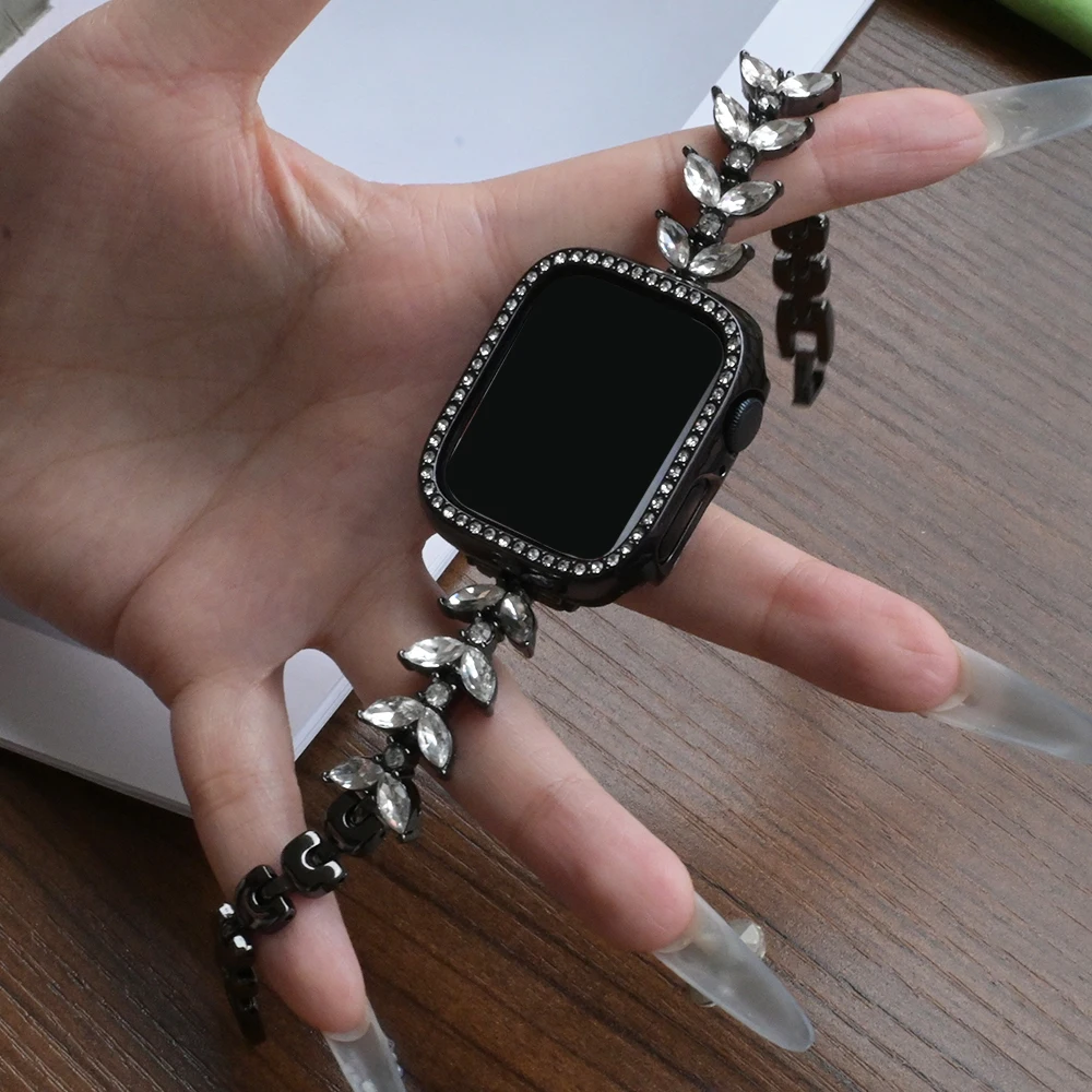 

Women Diamond Bracelet for Apple Watch Band Series 10 7 8 9 Se 4 5 6 3 PC Watch Case Cover Iwatch 45mm 41mm 46mm 42mm 49mm 40 44