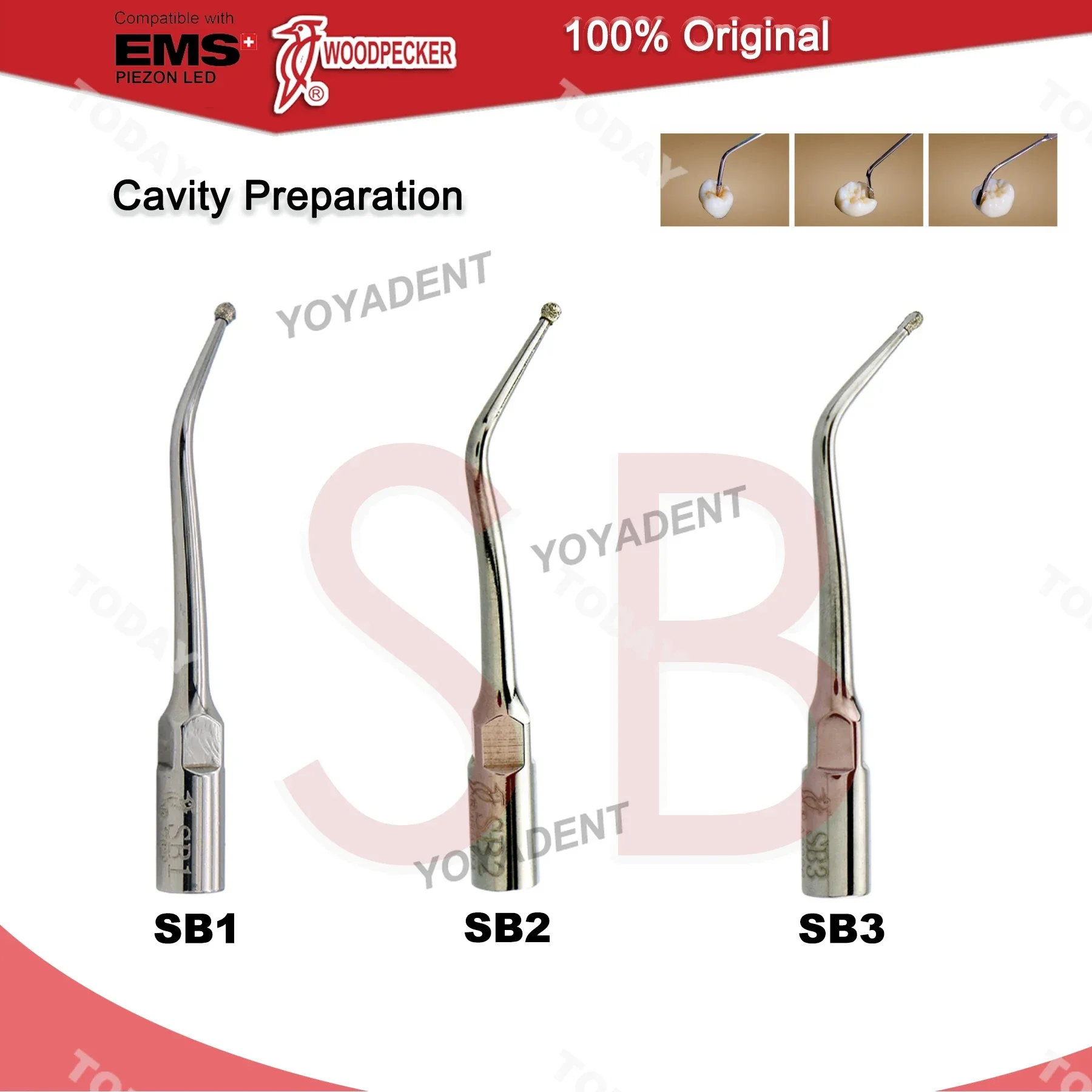 Woodpecker Dental Ultrasound Scaler Tips Cavity Preparation Scaling Tips SB1 SB2 SB3 Fit EMS UDS Ultrasonic Scaler Handpiece