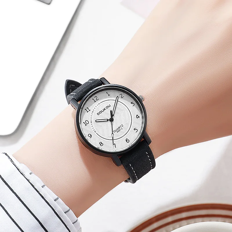 أزياء المرأة ووتش الأرقام العربية الهاتفي كوارتز ساعة طالب الحد الأدنى امتحان ووتش حزام من الجلد الفاخرة هدية ساعات المعصم