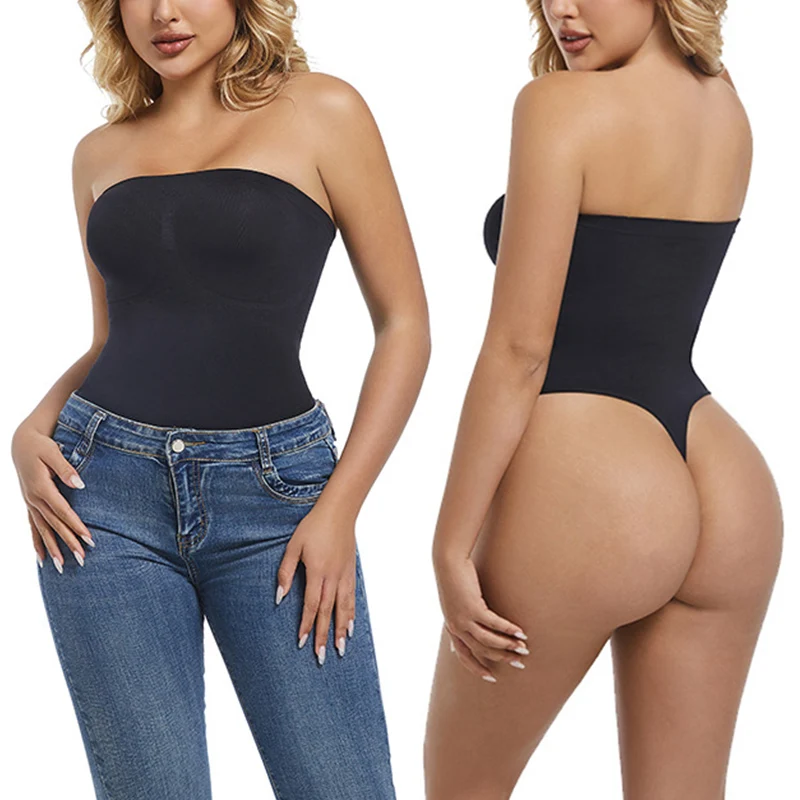 

Seamless Strapless Shapewear Bodysuit Top For Women Plus Size Body Shaper Bodysuit Thong Slim Waist Tummy Control Tube Bodycon