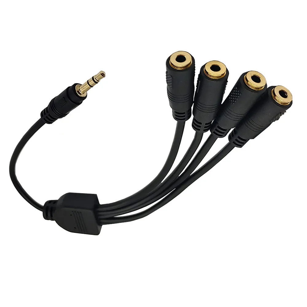 

3.5mm TRS 1 Male to 4 Female Audio Stereo Splitter Extension Cable 3.5mm Audio 1 Input 4 Output Headphone Headset Extender Cord