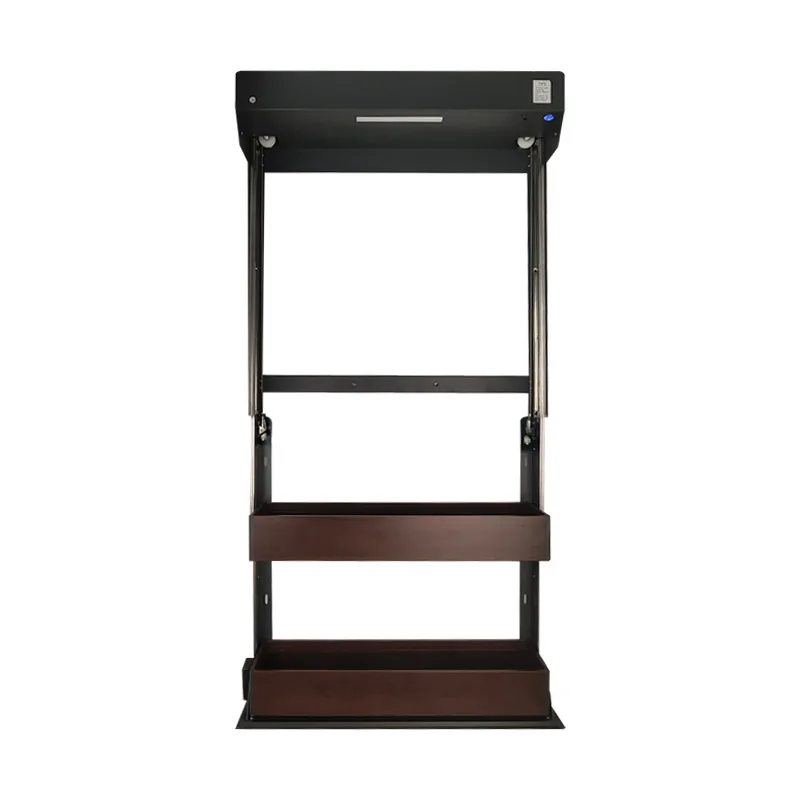 

Kitchen vertical pull-down lift basket cabinet hanging cabinet intelligent touch control electric seasoning basket wood grain
