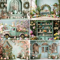 Mocsicka Easter Garden Background Photography Spring Kids Baby Birthday Photo Backdrops Garden Flowers Eggs Decor Photo Studio