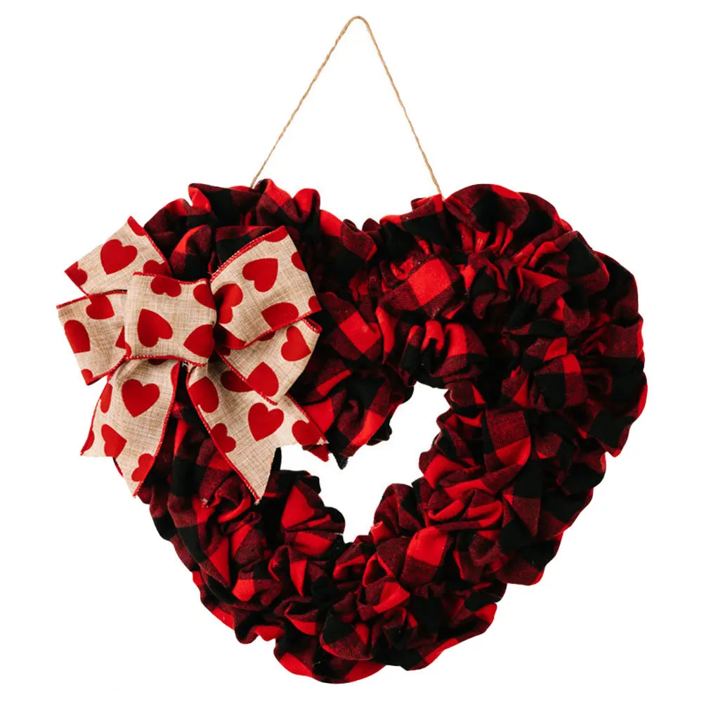 

Valentine Heart Wreath Heart Shaped Garland Decor Romantic Hanging Front Door Wreath Valentine's Day Decoration Wedding Party