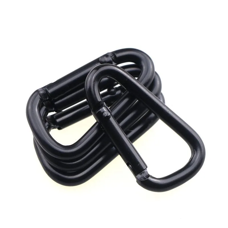 1/5/10Pcs Black D-Ring Key Chain Clip Aluminum Carabiner Camping Keyring Safety Snap Hook Buckle Outdoor Tool Travel Kit