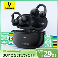 Baseus Bowie MC1 Ear Clip Wireless Earphones Bluetooth 5.4 Open-Ear Headphones Clip-On Sports Earbuds  IP57 Waterproof AI-Bass