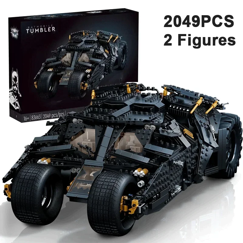 

2049 шт., супергерой, Бэтмобиль, стакан, автомобильные строительные блоки с 2 фигурками, строительные кирпичи, игрушечный автомобиль, подарок для взрослых и детей