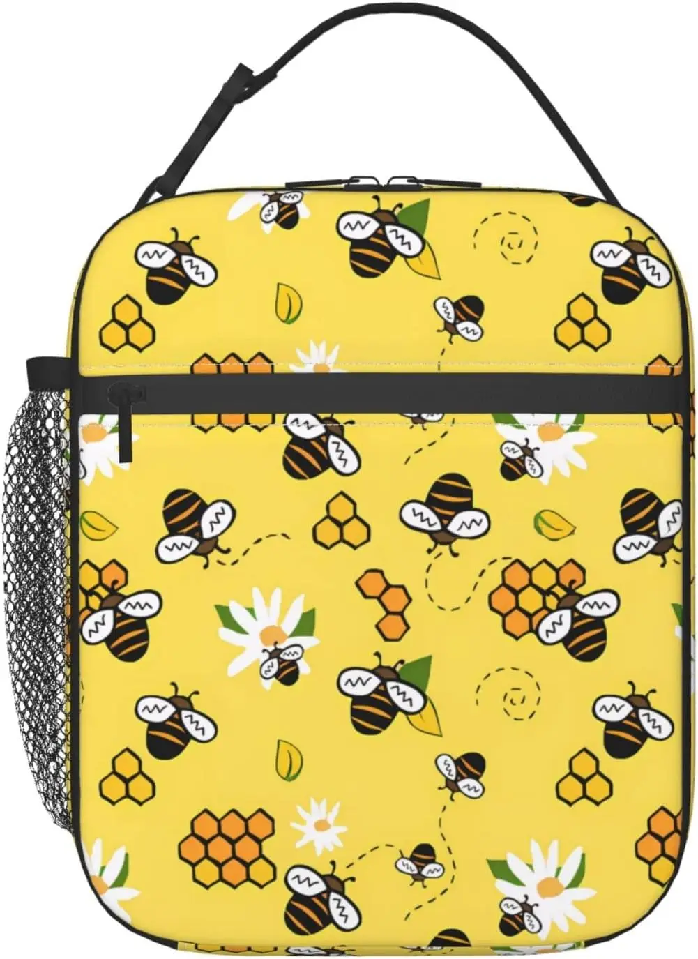 Geïsoleerde Gele Bijenbloemen Lunchtas Duurzaam Herbruikbaar Koeler Tienermeisjes Kinderen Lunchbox Tas Vrouwen Voor Schoolkantoor Picknick