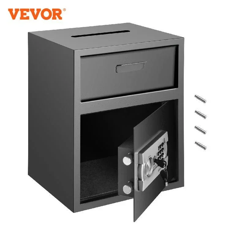 VEVOR Electronic Safe Deposit Box With Drop Slot Secret Hidden Piggy Bank Security Digital Access Two Keys for Store Money Guns