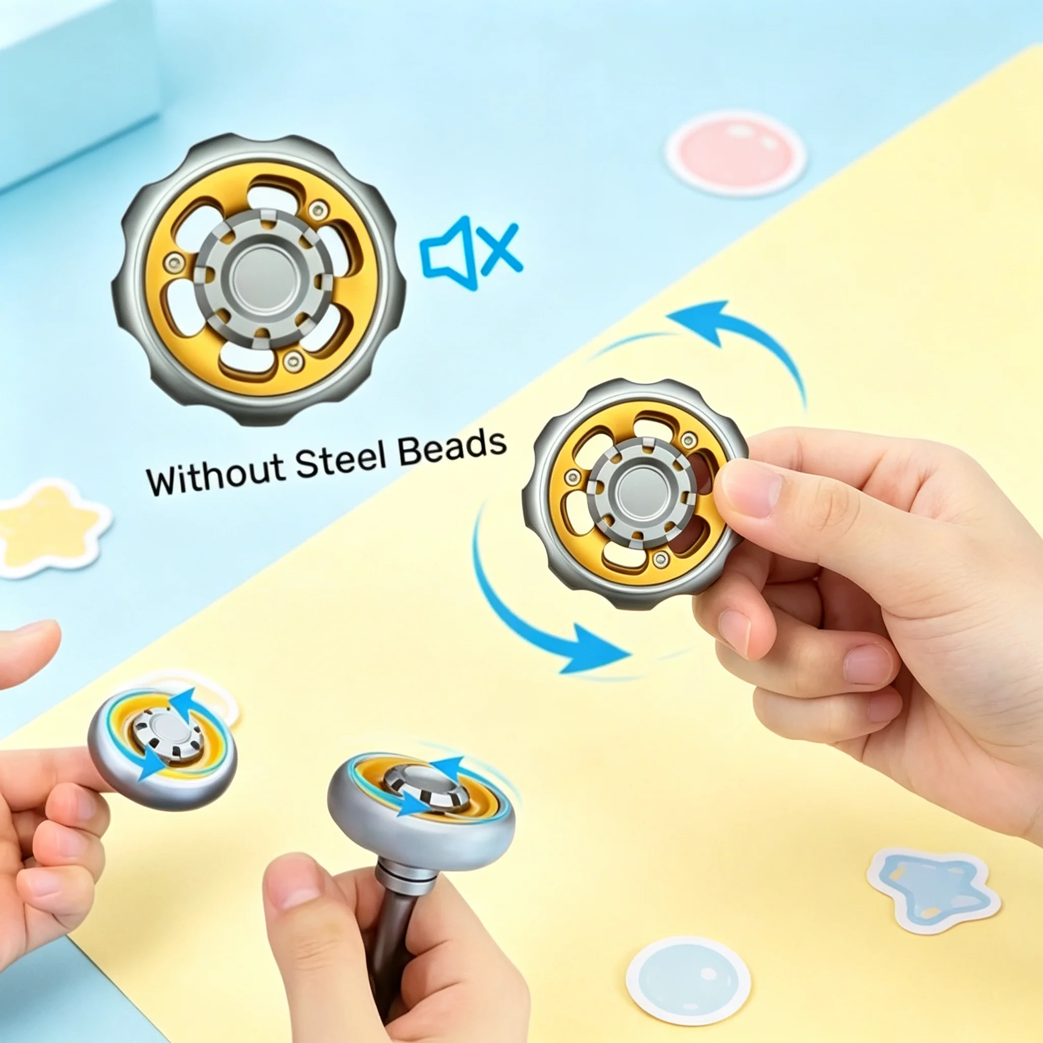 Metal EDC Fidget Turntable Toy With Handle Precision Rotating Gadget Anxiety Stress Relief Focus Training Gift For Adults