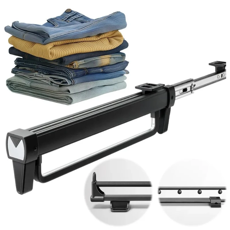 

Выдвижная многофункциональная вешалка для одежды с регулируемой направляющей, стойка для хранения одежды, экономящая пространство в шкафу