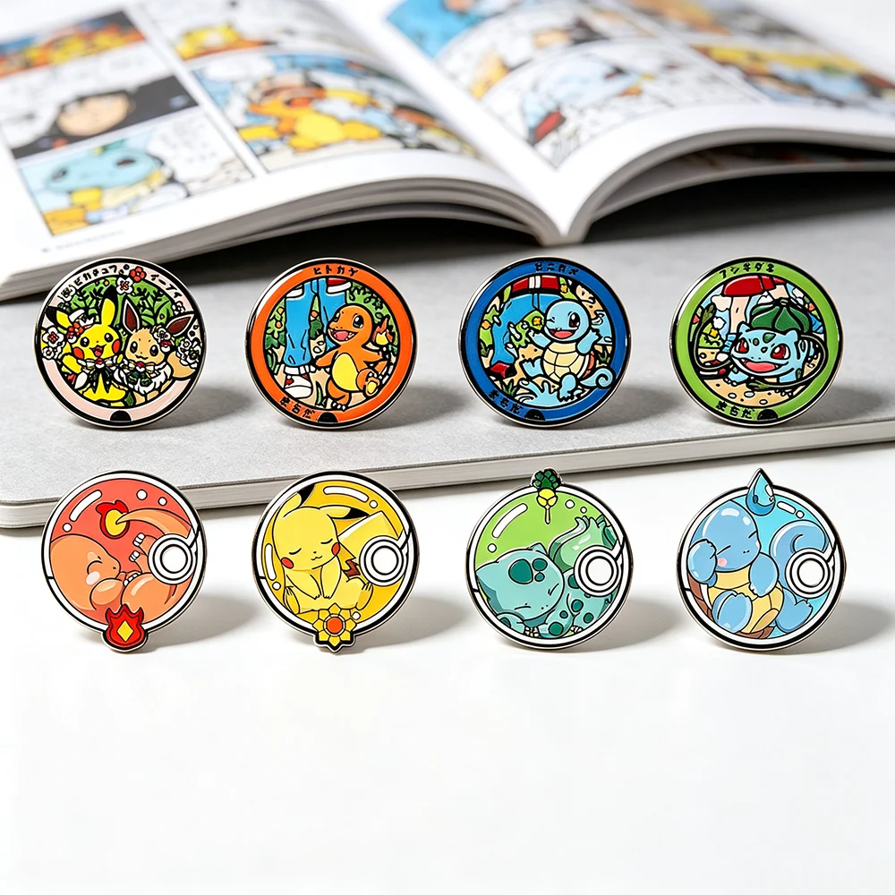 8-teiliges Set runder Emaille-Anstecknadeln mit Cartoon-Monstern, niedliche Monster-Broschen für Rucksäcke, Sammel- und Dekorationsnadeln, Geschenk für Fans – Detail 4