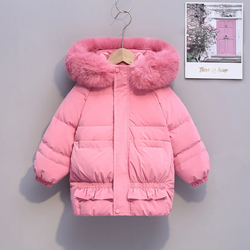 Manteau en duvet coupe-vent en coton pour filles, veste pour enfants, vêtements de ski chauds, vêtements d'hiver épais, coupe-vent en dessous de zéro, orange, 2023