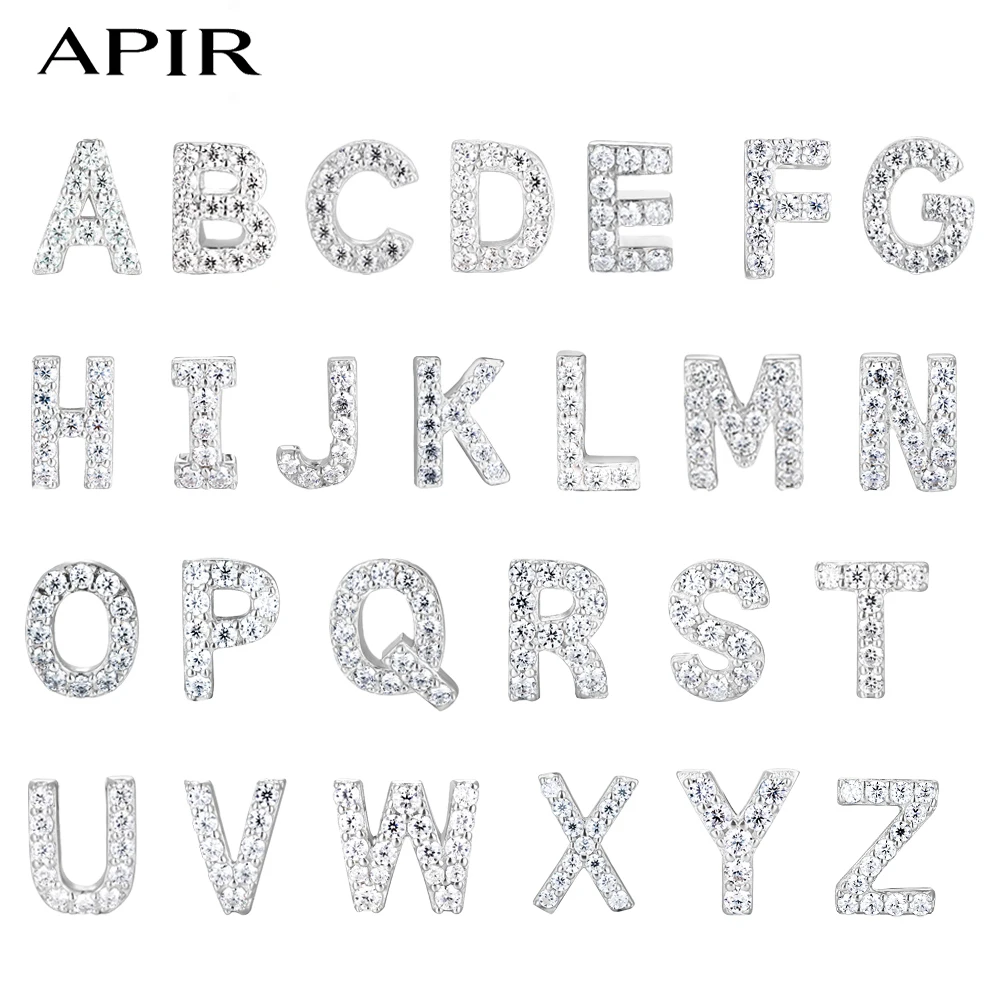 APIR 26 Letter Inlaid Sparkling Moissanite Stud Earrings for Women Man S925 Sterling Silver Hypoallergenic Diamond Studs Jewelry