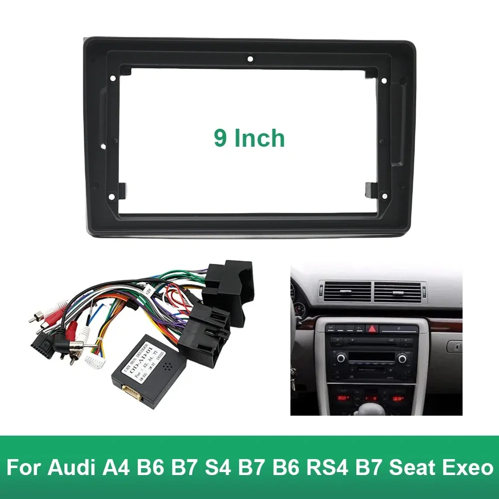 9 Inch Car Fascia Frame Adapter Canbus Box Decoder Android Radio Dash Fitting Panel Kit For A4 B7 S4 RS4 B6 Seat Exeo