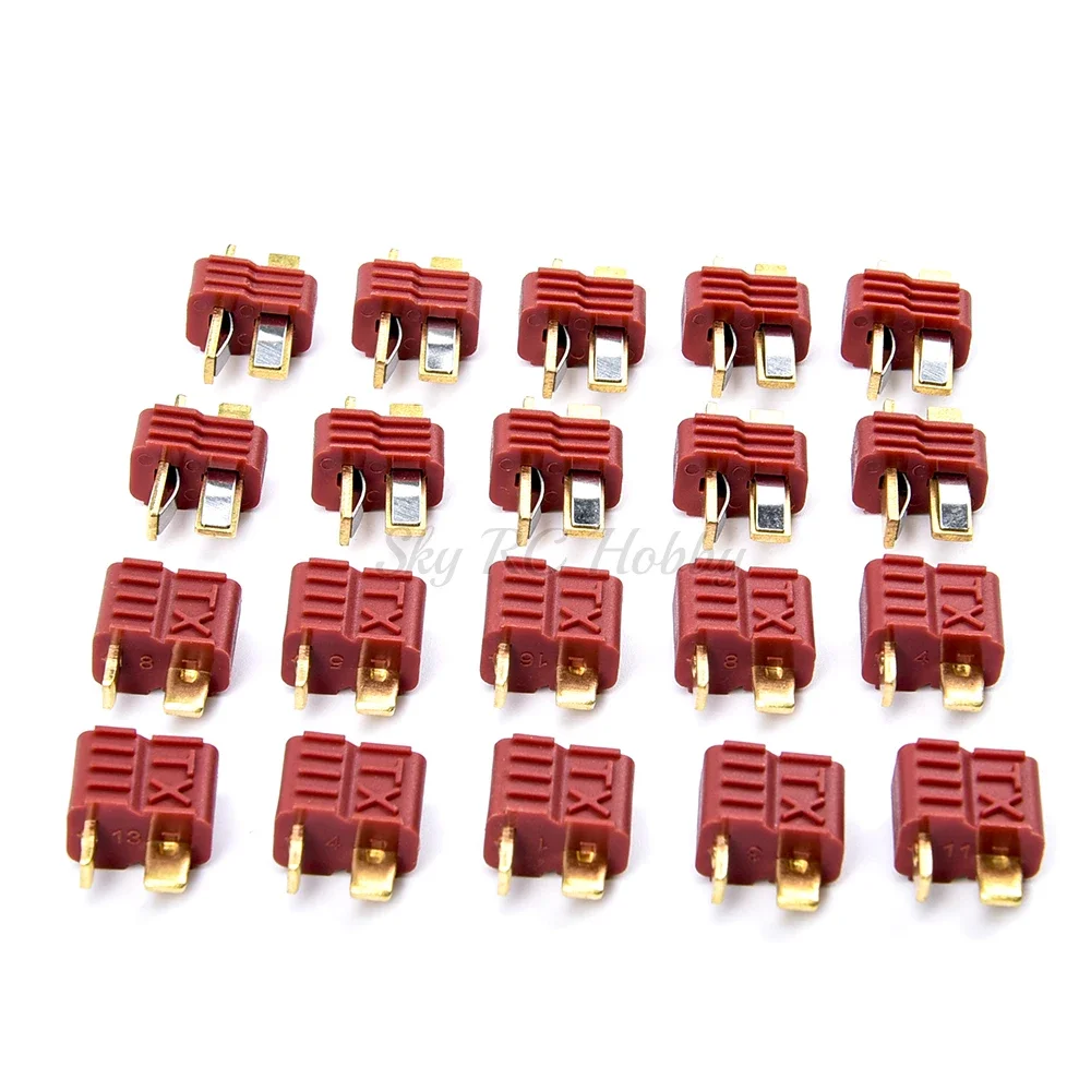 20Pcs/10Pairs T-plug Anti-skidding Deans Plug T Style Connector Female / Male for RC Lipo Battery ESC Rc Helicopter