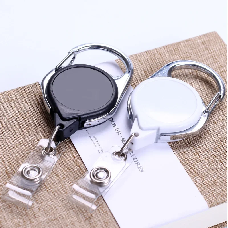 Retractable Keychain Badge Reel Easy Pull Belt Keyring Pass Access Pass Bus Card Sleeve Clips Working Permit Card Clip