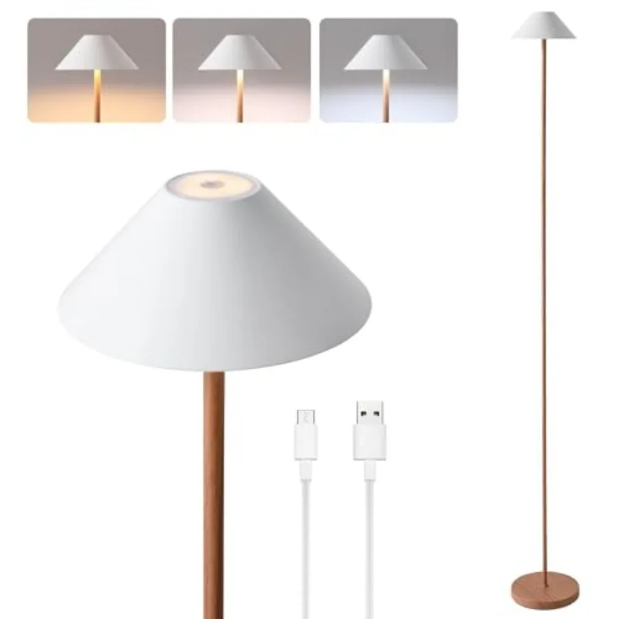 

Перезаряжаемый напольный светильник для помещений и улицы, беспроводная высокая лампа с 3 цветовыми температурами, регулируемой яркостью и защитой от влаги IP43