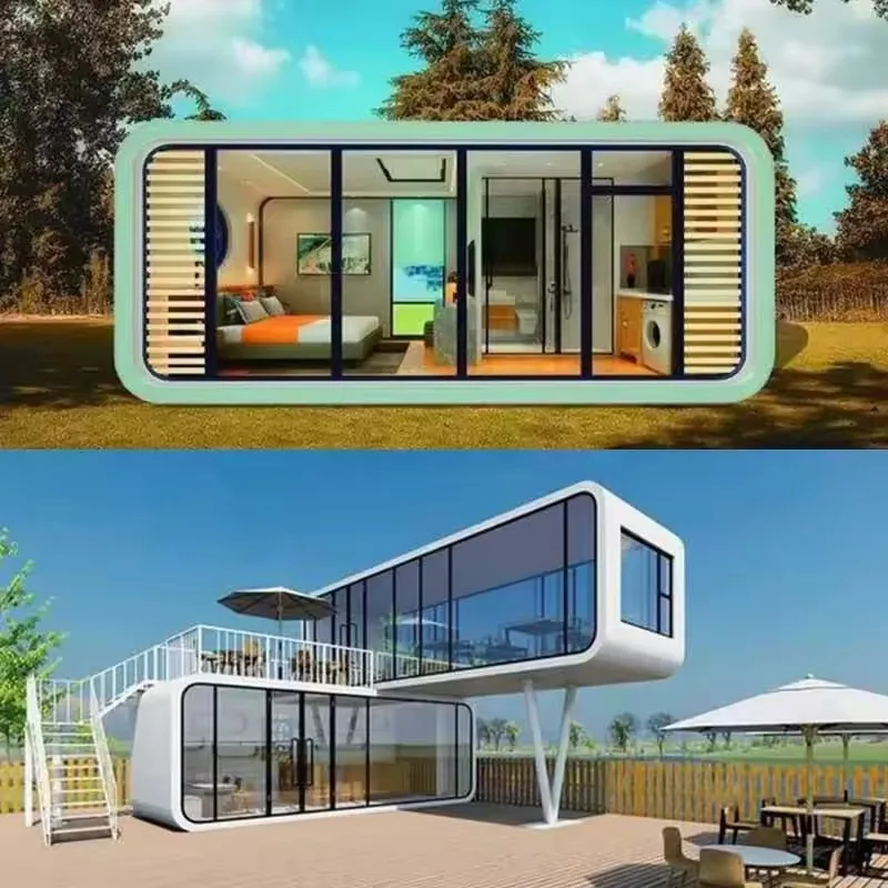 Customized Mobile Camping Trailer Movable Apple Capsule Hotel Tiny House Trailer Mobile Container Homes Outdoor Travel Trailer