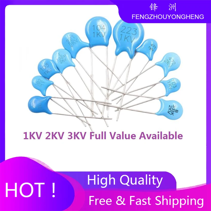20PCS/LOT 3KV101 100PF High Voltage 200 20pF/222M 2.2NF 222/ 472M 4.7NF 472 3KV 101 100PF Ceramic Capacitor 3000V