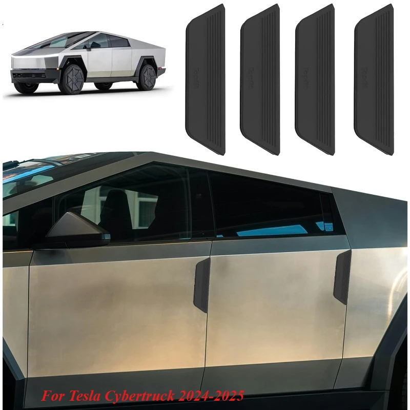 For Tesla Cybertruck 2024-2025 4pcs Hidden Door Handle Silicone Fingerprint Resistant Door Closer Handle Protective Accessories