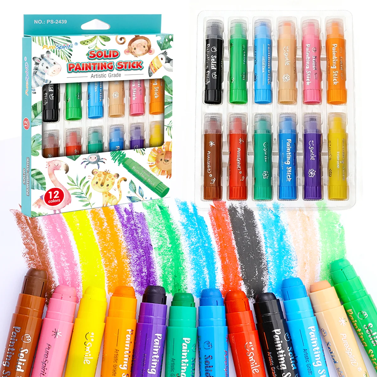 

8/12 Colors Crafts Paint Sticks Color Solid Painting Stick Washable Paint Sticks Drawing Graffiti Art for Kids and Students