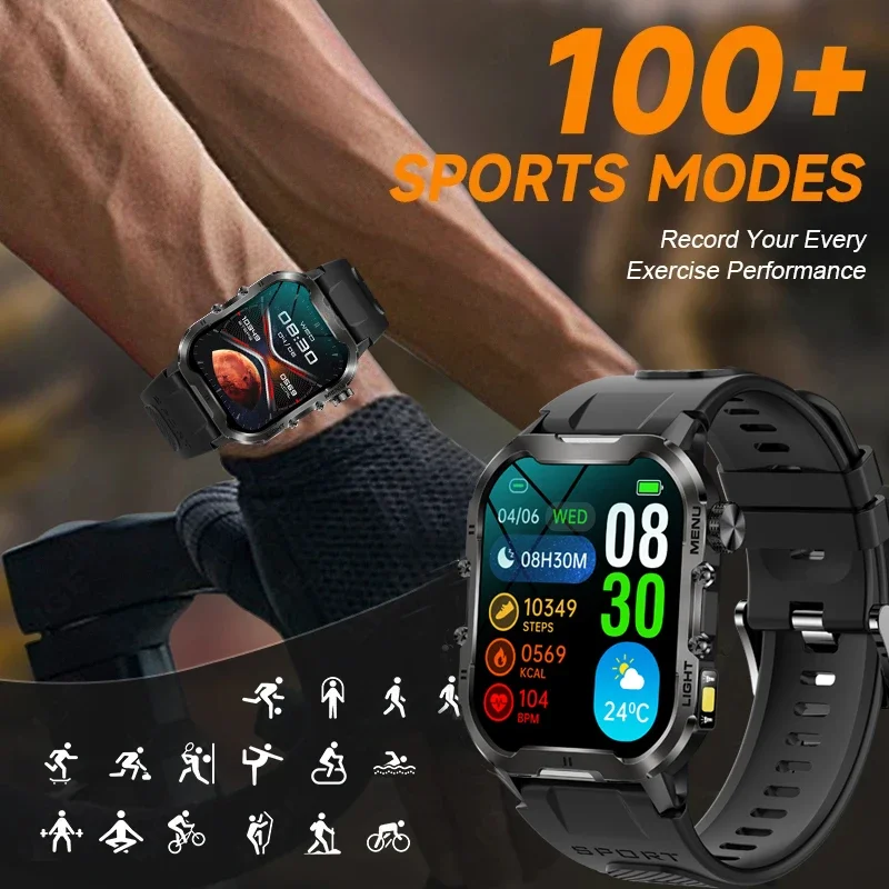 IP68 Voice Assistant SmartWatch SmartWatch Men's 3ATM Outdoor Sports Health Compass Watch Men's Bluetooth Call