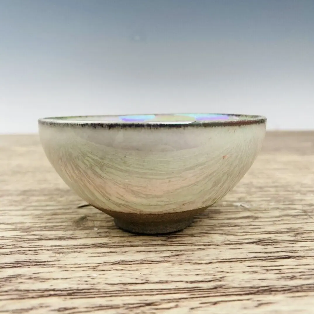 

3.7" Antique Song dynasty Porcelain jianzhan marked Qicai Fambe speckle Tea Bowl
