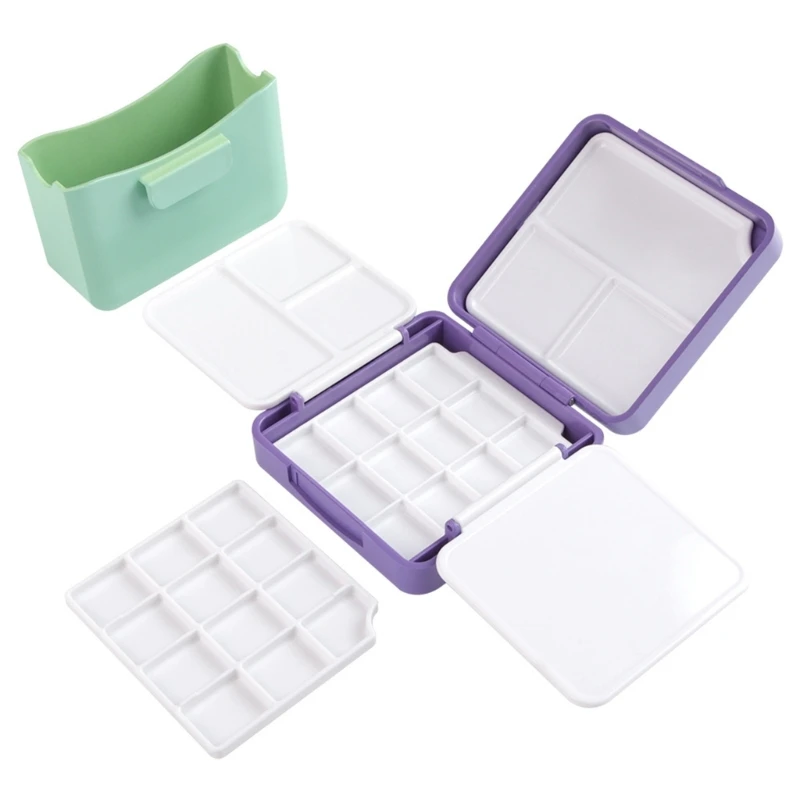 Tavolozza colori per acquerello con rondella per pennello Custodia pieghevole per tavolozza colori da 12 pozzetti Scatola