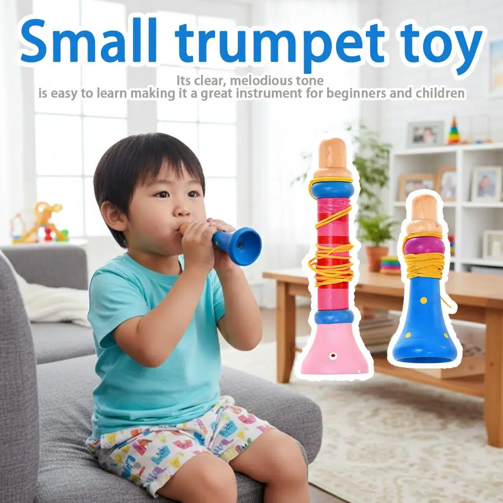 Wooden Music Toys Children Early Montessori Educational Toy Colorful Musical Instruments Games for Kids Trumpet Random Color