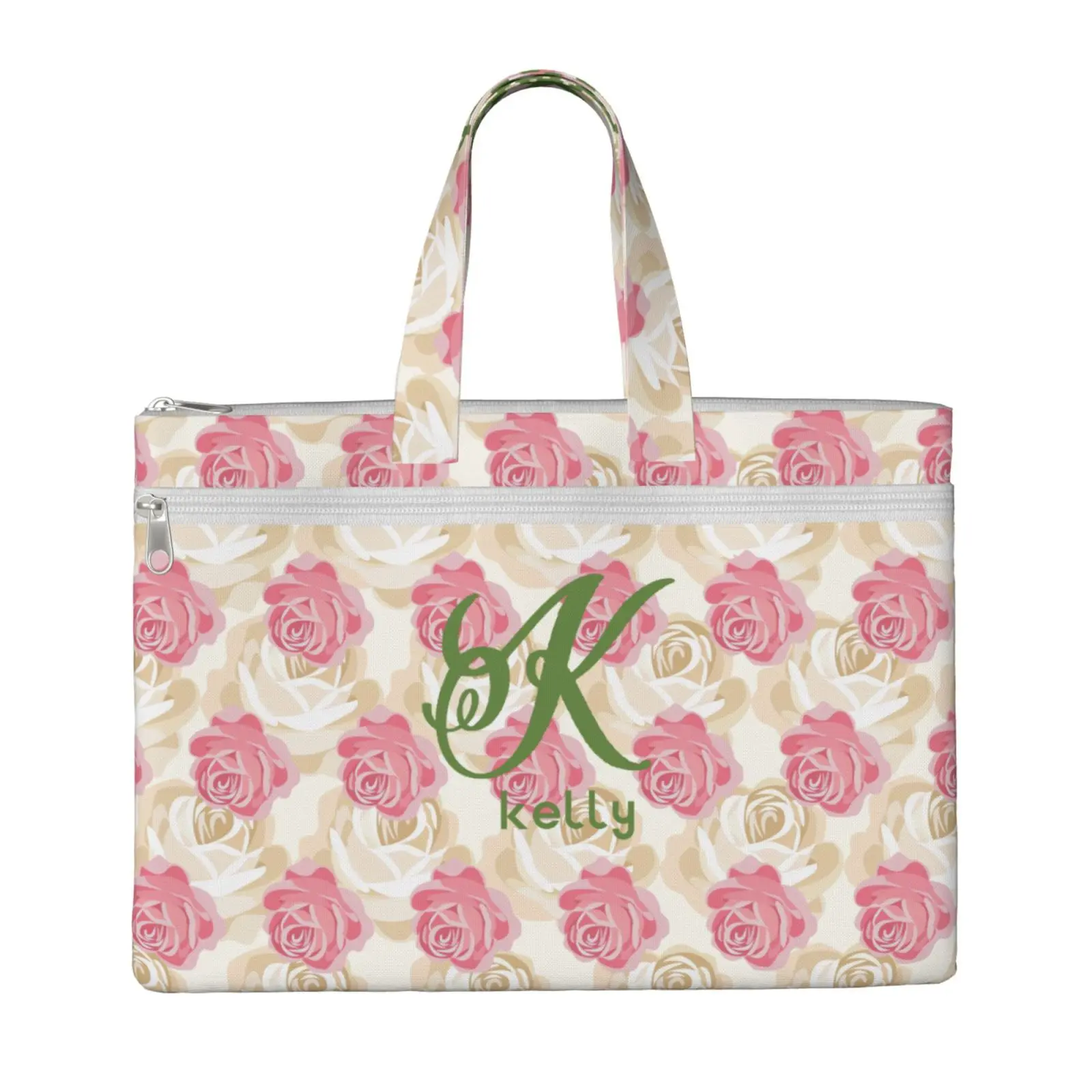 Personalized Canvas A4 Document Bag Custom Name File Folder Student Zipper Tote Handbag Teacher School Desk Supplies Organizer