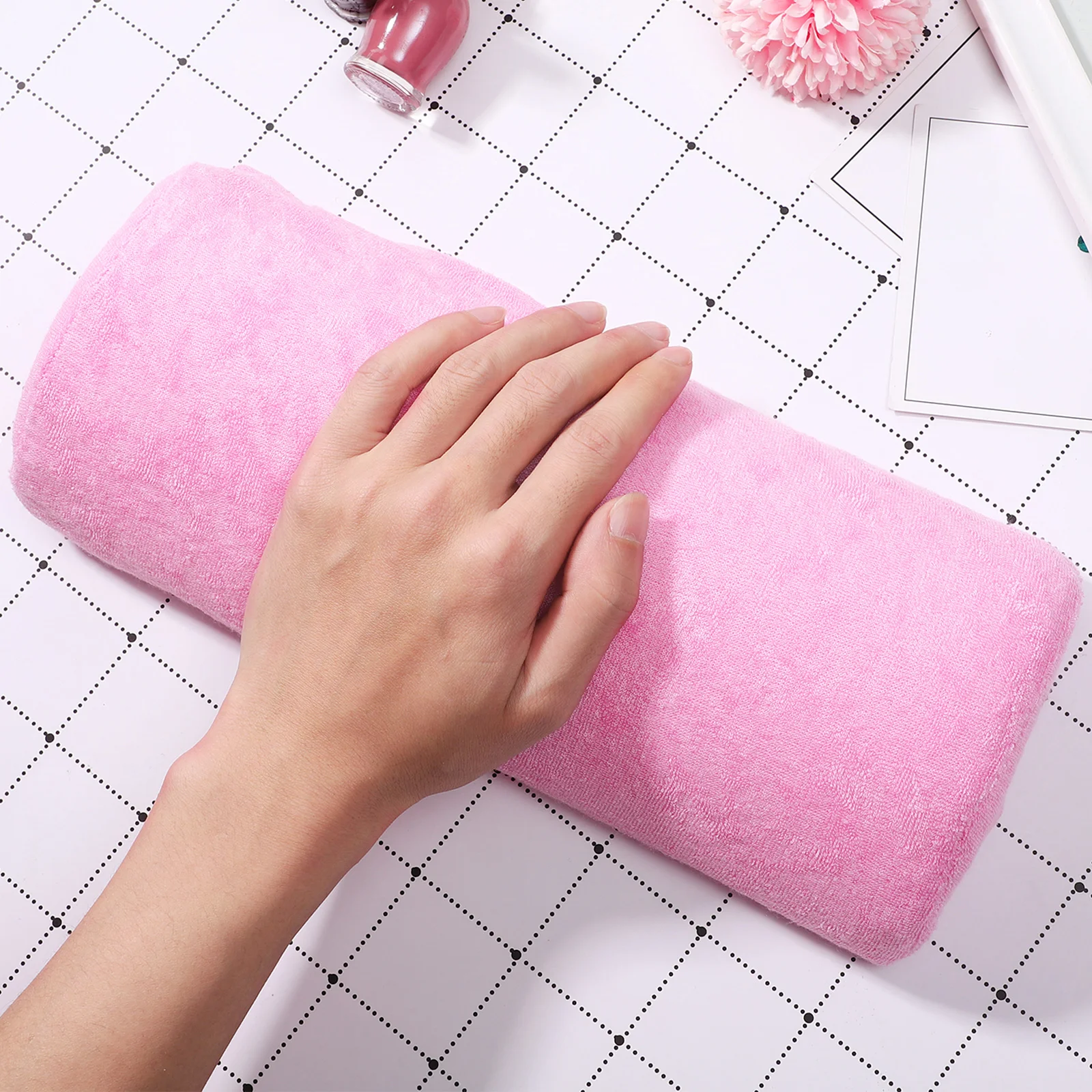 

Detachable Manicure Hand Pillow Pink Nail Cushion Comfortable Ergonomic Design Lightweight Compact Washable