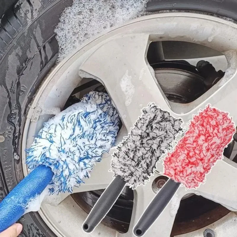 

Portbale Microfiber Car Wheels Cleaning Brush Plush Brush Non-Slip Handle Tire Rims Spokes Wheel Barrel Cleaning Brushes Tools