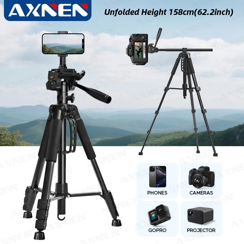 Tripod Profesional Aluminium 62”158CM Tinggi Dapat Disesuaikan 360 °   Ball Head Quick Release untuk Kamera DSLR Proyektor Portabel Perjalanan