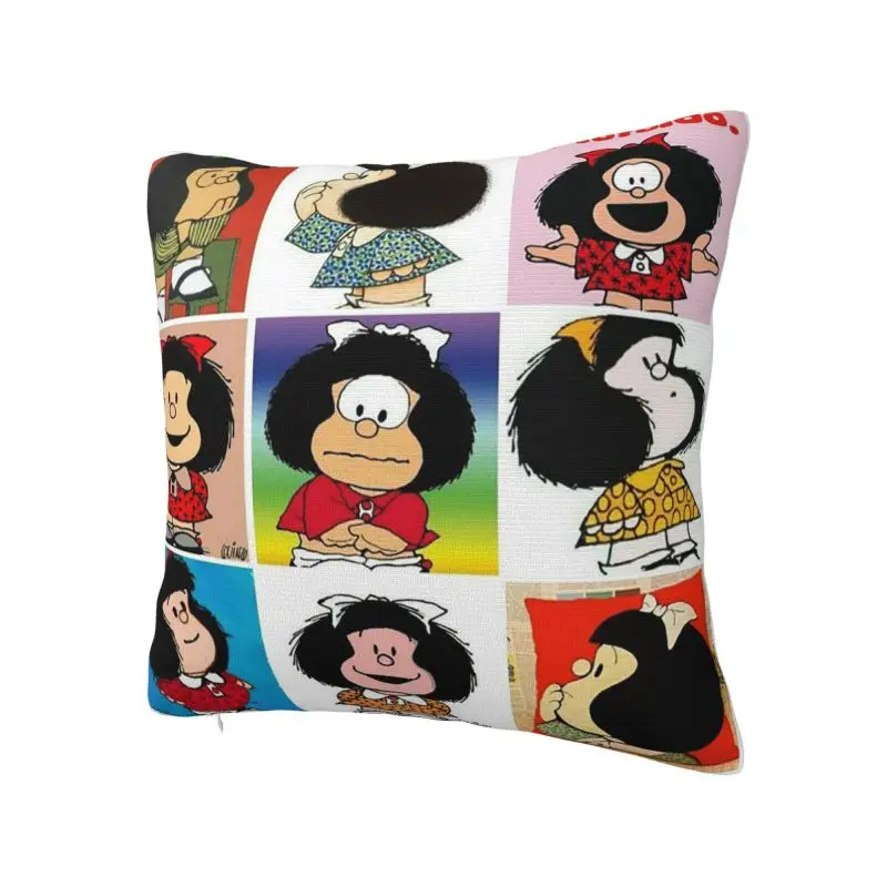 Quino Comic Cartoon Mafalda Throw Pillow Case 55*55cm Home Decoration Cushion Cover Polyester Pillowcase Double-sided Printing