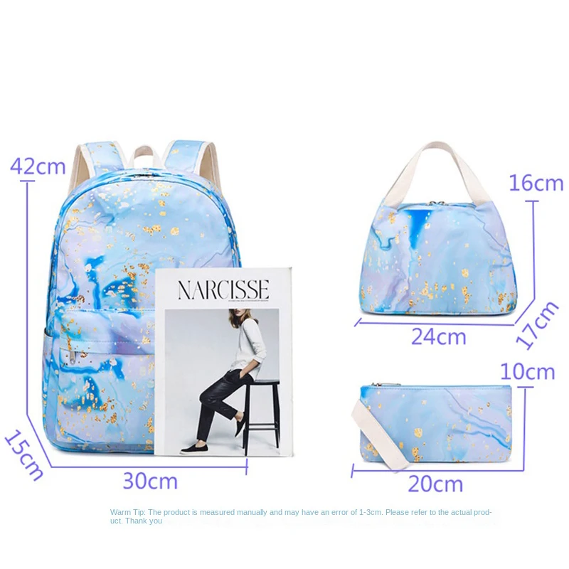 3pcs School Bags for Teenagers Girls School Backpack Set Backpack Cute Book Bag Waterproof School bag With Lunch bag Pencil case