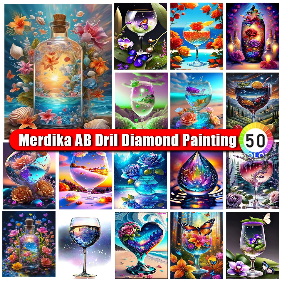 

Merdika Ab Diamond Painting Landscape Cup Colorful Pictures Full Drill Handwork Diamond Embroidery Mosaic Scenery Gifts New 2024