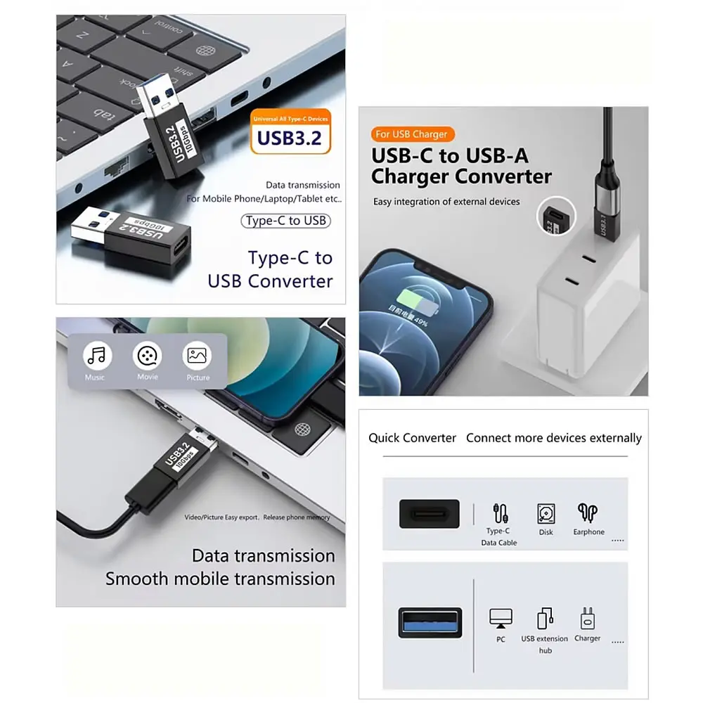 OTG USB 3.0 To Type C adapter USB Female To Type c Male Fast Charging Converter Adadpter OTG USB C For Macbook Laptop PC Phone