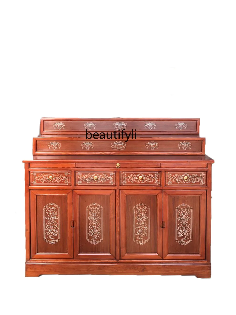 

Shrine Household Solid Wood Shrine Buddha Cabinet Hand Painted Gold Buddha Table Offering Table