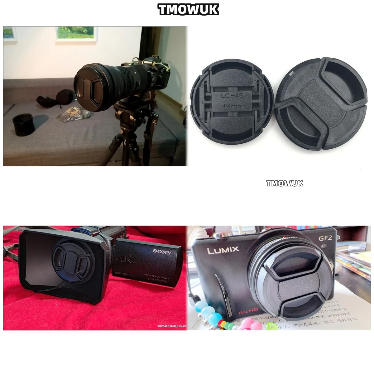 

For FUJIFILM X-M5 X-T3 X-Pro2 X-A5 X-H1 X-E5 X-T70 X-T4 X-T100 X-T30 Camera Lens Cap Protective Cover Center Pinch Snap-on 49mm
