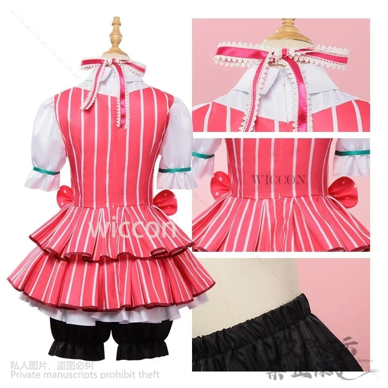 코스프레 애니메이션 소녀 밴드 크라이 니나 이세리 코스프레 스윗 코스튬 핑크 로리타 공주 드레스 가발 여성 섹시 카와이 카니발 슈트 맞춤